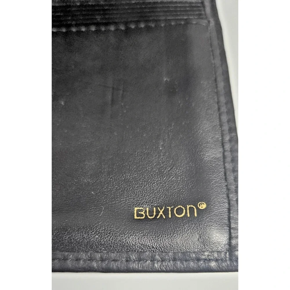 Vintage BUXTON black leather kiss lock purse‎ woman long wallet  7.25x4x0.5